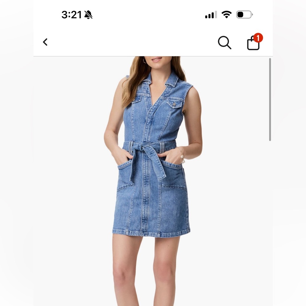 Paige Kelsee Tie Belt Sleeveless Denim Mini Dress Sz 0